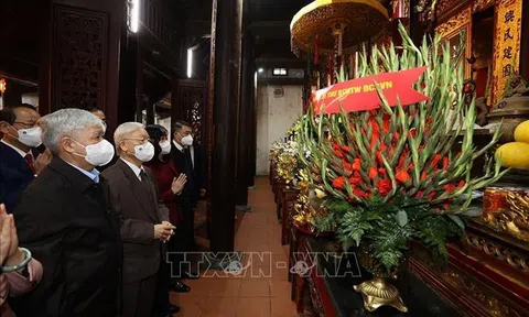 Tổng Bí thư Nguyễn Phú Trọng thăm, chúc Tết tại Bắc Ninh, dâng hương tưởng niệm 8 vị vua triều Lý tại Đền Đô